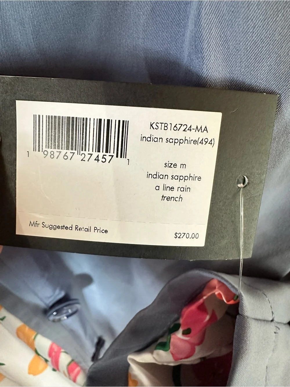 kate spade Single-Breasted Rain Trench Coat in Indian Sapphire